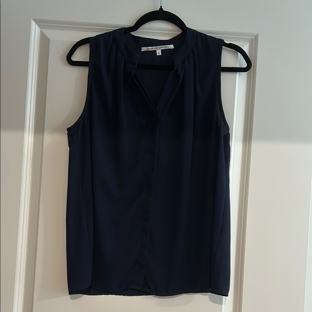 Collective Concepts Blue Sleeveless Blouse